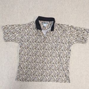 Munsingwear Vintage Golf Classics Golf Tee Patterned Polo Black Collar Size XL